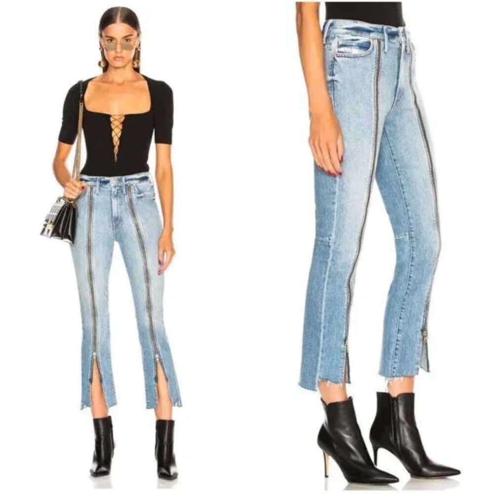 Mother Superior High Waisted Rascal Zip Step Fray Jeans in Misbeliever Size 29‎